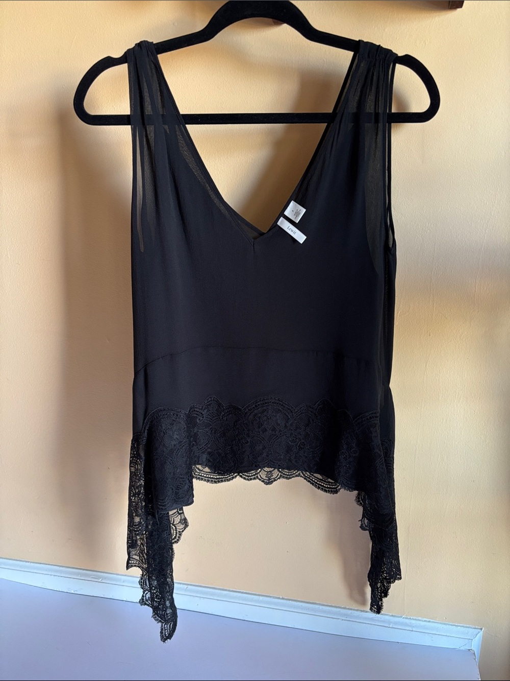 Lewit Black Silk Asymmetric Camisole